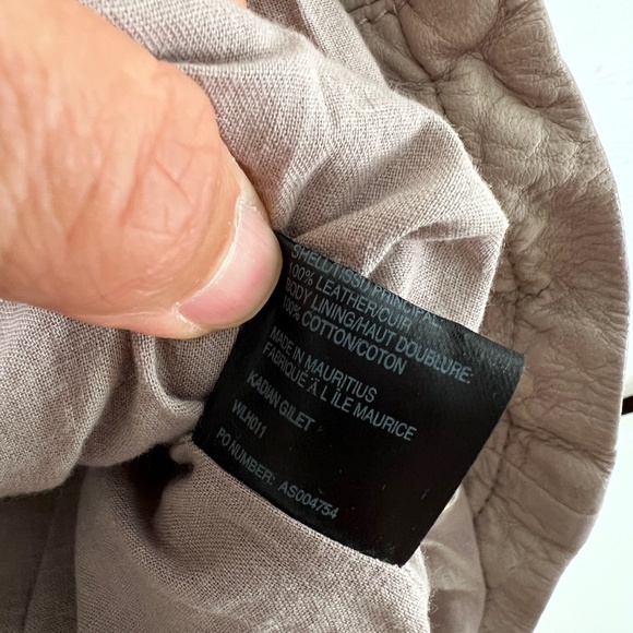 All Saints Kadian Soft Leather Gilet Vest w/ Asymmetrical Collar in Taupe Size 6 - Picture 7 of 8